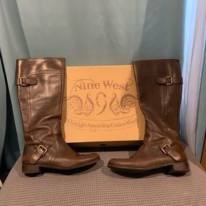 Brown Leather Nine West Boots Size 8